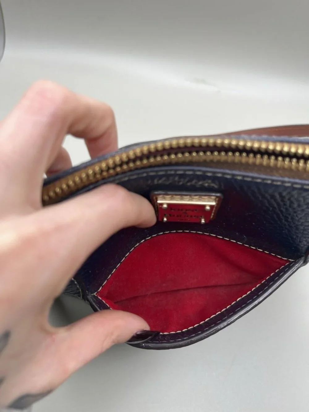 Dooney & Bourke Lexington Crossbody Dark Blue Pebble Grain Leather Bag VTG